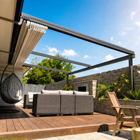 Pergola motorisée à toit rétractable en aluminium écologique, imperméable, à lames orientables, pour l'extérieur
