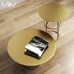 أنيق الحد الأدنى مجموعة من 2 الحديثة جولة الذهب معدن طاولة القهوة لغرفة المعيشة طاولة جانبية - Product Image 2