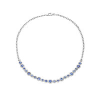 LOZRUNVE Collier ras du cou élégant et luxueux en argent sterling 925 avec saphir bleu et zircon pour femme