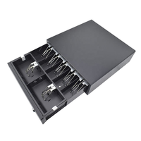 JINGJIE Elektronische Schwarze Verstellbare POS-System-Kassenschublade aus Metall, Smart 7-Fach RJ11 Geldkassette für Supermärkte und Restaurants