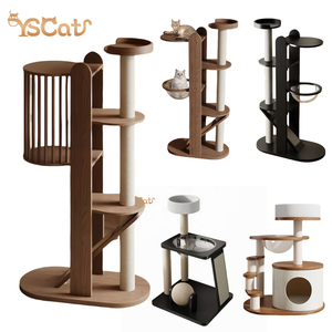 Muebles de madera de nogal grande para mascotas 2025 del fabricante: Árboles y rascadores para gatos con cápsula, color marrón. - Product Image 1