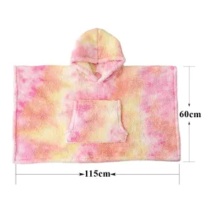 Флисовое розовое одеяло с капюшоном на заказ, пригодное для носки, одеяло большого размера с капюшоном для детей, одеяло для подарка девочке