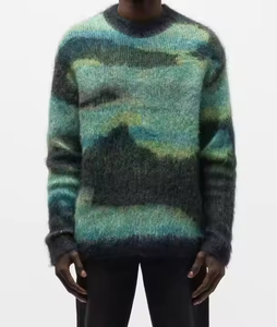 Vente en gros de pulls personnalisés en mohair pour hommes en jacquard flou pull grande taille tricots à manches longues pour hommes pull tricoté d'automne pour hommes - Product Image 1