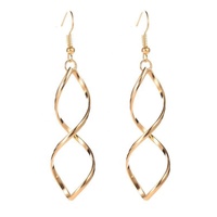 Boucles d'Oreilles Pendantes Ligne Torsadée Or Tendance 2024 Vague Spirale Métallique pour Femme Bijou Cadeau Fête d'Anniversaire ou de Danse