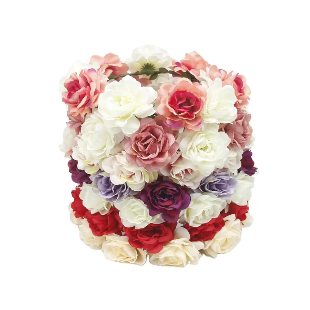 Bán Buôn Phụ Nữ Tóc Phụ Kiện Điều Chỉnh Vải Wedding Wreath Vương Miện Rose Headband Hoa Nhân Tạo Vòng Hoa Cho Cô Gái
