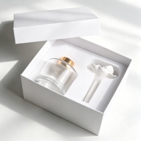 Diffuseur de parfum à bâtonnets en coton, 100 ml, en verre, avec fleur en céramique faite à la main, pour huiles essentielles, décoration de bureau à domicile