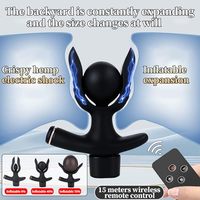 Bouchons anaux Bouchon de cul gonflable à choc électrique avec télécommande, 12 modes Estim Prostate Massager