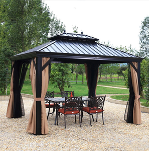 Ty Patio Ensemble de mobilier d'extérieur de haute qualité : Table balançoire, Gazebo et Pergola <span class=keywords><strong>3x3</strong></span> en fer avec toit en PVC, revêtement poudré et <span class=keywords><strong>moustiquaire</strong></span> - Product Image 4