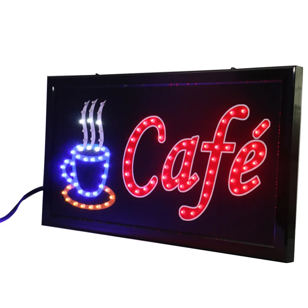 Letreros Led de neón para tienda de café, luz de publicidad de 19x10 pulgadas para cafetería, comercial, abierta, nueva