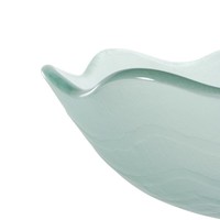 Lavabo transparent en verre trempé, Design de fleurs à bord ondulé, 1 pièce