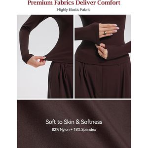 FOXA Women's 2 Piece <b>Matching</b> Set <b>Long</b> Sleeve Henley Top Wide Leg Pants Slim Fit Casual Outfit All Seasons Breathable Knitted - Product Image 3
