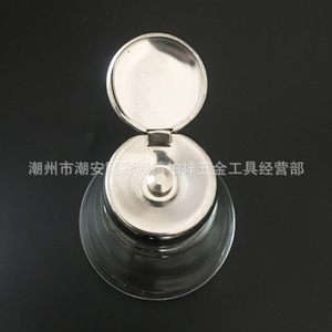 180ml push-button anti-spray glass alcohol bottle with metal core <b>suction</b> <b>pump</b> for dispensing solvents, slab cleaners, and nail - Product Image 3