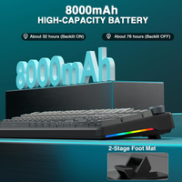 Clavier de jeu mécanique sans fil AULA F108 PRO RGB avec écran et bouton, clavier pleine grandeur avec batterie 8000mAh