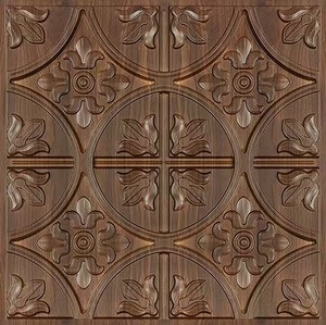 Plaques de plafond carrées en PVC imperméables de style Art déco, panneaux muraux décoratifs en relief, PLB18, or antique - Product Image 2