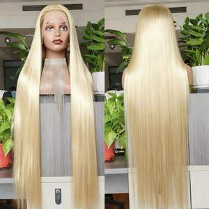 40-дюймовый парик из натуральных индийских волос цвета 613 (блонд), без клея, полностью прозрачный, для парика с кружевной передней частью 13x4, волосы Remy, шелковисто-прямые - Product Image 5