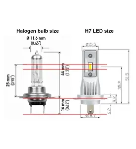 European Best selling Mini size h7 led headlight bulb kit 6500K H18 car led lamp 4000LM plug to play led auto lighting
