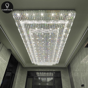 Tùy chỉnh kỹ thuật tiệc hội trường hiện đại K9 pha lê trần ánh sáng thiết kế vuông biệt thự sảnh khách sạn sang trọng lớn ánh sáng mặt dây chuyền - Product Image 3