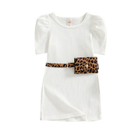 Nouvelle Collection – Robe d'été pour petites filles, style coréen, avec motif léopard et sac banane intégré