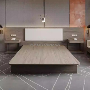 Contemporary 3 Star Hotel Bedroom Furniture Sets Customize <b>Twin</b> Single Wooden <b>Bed</b> <b>Frame</b> With Headboard And Nightstands For Sale - Product Image 4