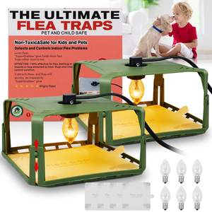 مصائد البراغيث صديقة للبيئة من تشينغيو، عبوة من قطعتين للاستخدام الداخلي مع 4 أقراص لاصقة و6 مصابيح، مبيد للبراغيث ومكافحة الآفات - Product Image 1