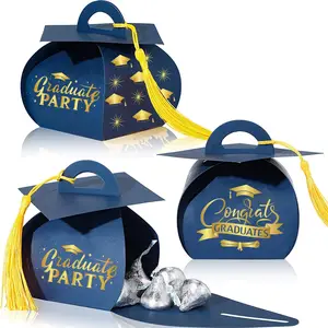 स्नातक टोपी उपहार बॉक्स पार्टी एहसान कैंडी इलाज बॉक्स के साथ स्नातक के लिए लटकन Centerpieces सजावट स्नातक पार्टी की आपूर्ति