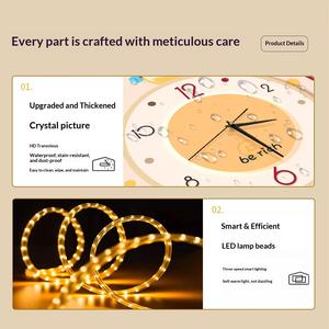 <span class=keywords><strong>Orologio</strong></span> da Parete Luminoso Cream Wind per <span class=keywords><strong>Soggiorno</strong></span>, per Sfondo TV, Silenzioso e con Funzionalità Avanzate - Product Image 4