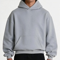 Qianshi Sweat à Capuche Homme Boxy Vierge, Qualité Supérieure 600 G/m² en Molleton, Graphique Personnalisé, Coton Épais 100%, Court et Surdimensionné