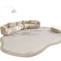 Luxuriöser Teppich für Wohnzimmer, Hochwertiger Sofateppich, Quadratische Schlafzimmer-Bettvorleger, Pflegeleichter Abwischbarer Teppich mit Geometrischem Muster