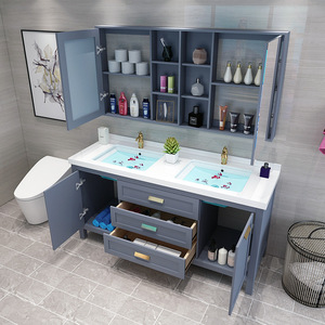 Mueble de Baño de Cerámica de Alta Calidad con Diseño Moderno y Fácil Limpieza, Montado en la Pared, con Espejo Iluminado y <span class=keywords><strong>Lavabo</strong></span> - Product Image 3