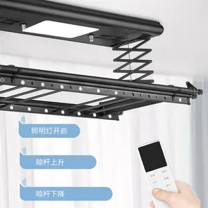 Good Space Saver Electric Ceiling Mounted Laundry Drying Rack Black Skirt Aluminum