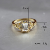 Kadınlar için Kare CZ Halo Yüzük, 5mm, Altın Kaplama Pirinç Vintage Pave Nişan Yüzüğü, Altın