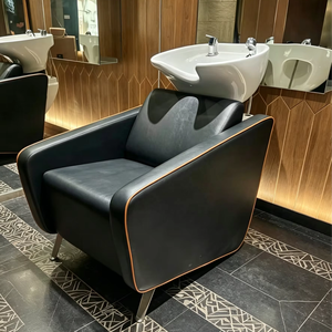Fauteuil de lavage moderne en cuir PU avec bac en céramique, design contemporain, facile à nettoyer, mobilier de salon, usage commercial - Product Image 6