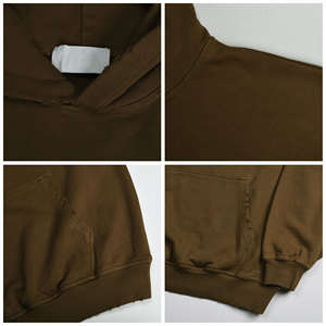 Vintage Logo surdimensionné lourd français Terry <span class=keywords><strong>Streetwear</strong></span> hommes délavé <span class=keywords><strong>pull</strong></span> sur sweats à capuche personnalisés blanc lavé à l'acide en détresse sweat à capuche - Product Image 4