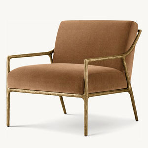 अमेरिकन मॉडर्न लिविंग रूम फर्नीचर सिंगल सोफा व्हाइट टेडी चेयर सोफा गोल्ड मेटल फ्रेम कॉपर लीजर एक्सेंट आर्म चेयर - Product Image 3