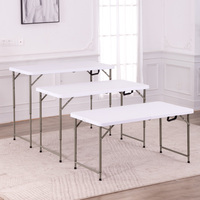Mesas Plegables de Plástico Resistente Blancas Modernas para Exteriores de 8 Pies de Largo para Eventos, Picnics y Uso en Almacenes