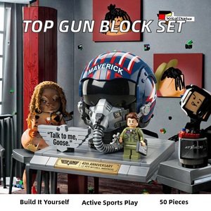 Casco de <span class=keywords><strong>Top</strong></span> <span class=keywords><strong>Gun</strong></span> <span class=keywords><strong>Maverick</strong></span>, 40.º Aniversario, Temática Deportiva, Bloques de Construcción de Plástico, Juego de Juguetes DIY, Escala 1:12, 50 Piezas - Product Image 2
