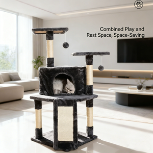 <span class=keywords><strong>Arbre</strong></span> à <span class=keywords><strong>chat</strong></span> en bois fait main de 1 m pour chats de grande taille et lourds, avec griffoir, tour d'escalade et maisonnette pour tous les chats - Product Image 5