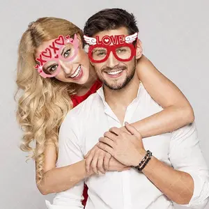 Óculos Xoxo para decoração de dia dos namorados, óculos engraçados de papel para presente, adereços para fotos, óculos de coração para lembrancinhas e lembrancinhas