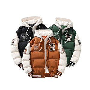 YAZ5957, chaqueta acolchada informal de lona con logotipo frontal personalizado para hombre, chaqueta acolchada a prueba de viento con cuello levantado y cremallera, servicio OEM para exteriores de otoño disponible - Product Image 1