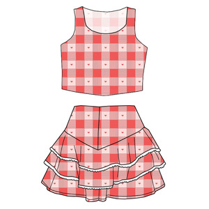 Nouveautés d'été : Ensembles personnalisés pour petites filles, chemisiers et jupes courtes avec bordure en dentelle - Product Image 5
