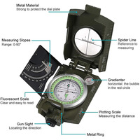 Boussole Lensatic pliable en métal, étanche, portable, pour la survie en plein air, avec sac de transport, pour le camping, la chasse, la randonnée