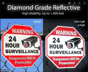 Segnale di avvertimento in alluminio senza effrazione segnale di videosorveglianza da 24 ore "senza effrazione" - Product Image 5