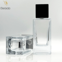 Vente en gros bouteille de parfum en verre vide de luxe de 100ml avec bouchon pulvérisateur carré rond et rectangle recharge