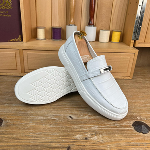 Factory Direct Custom Orange Crocodile <b>Leather</b> <b>Sneakers</b> – Men's Business Casual Exotic Shoes with Comfortable Outsole | OEM Serv - Product Image 3