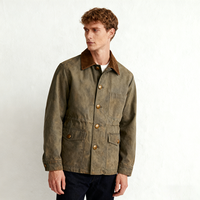 Jaket Kerja Pria NEOHOPE Berkualitas Tinggi Model Vintage Kasual Berbahan Kanvas Berlapis Flanel dengan Kerah Lapel dan Kancing, Jaket Pria dari Kanvas Berlapis Lilin