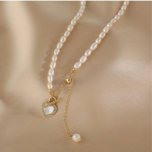 สร้อยคอมุกแท้สำหรับเธอ ของขวัญวันฉีซี ดีไซน์เรียบหรู สไตล์นางฟ้า พร้อมจี้รูปหัวใจ สำหรับฤดูร้อน - Product Image 4