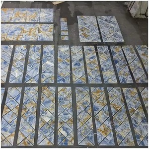 Modernes Design Blaue Transluzente Onyx-Marmorfliesen für Außenbereich Hotel-Lobby Verkleidung Wand Villa Badezimmer Wand - Product Image 6