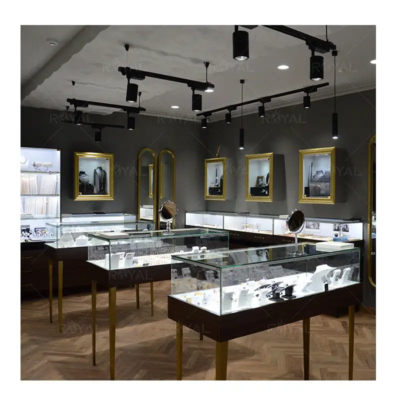 Высокое качество ювелирные изделия выставочный зал дизайн интерьера Деревянные ювелирные изделия витрины