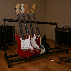 Grack 9N1 Supporto per Chitarre Pieghevole in Metallo a 9 Scomparti, Espositore da Terra Sicuro per Chitarre Multiple - Product Image 2