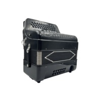 Accordéon diatonique en bois noir brillant JB3412D, 34 boutons, 12 basses, 5 registres, grille noire professionnelle, boutons noirs